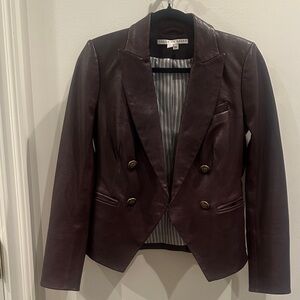 Veronica Beard Dark Burgundy Leather Blazer
